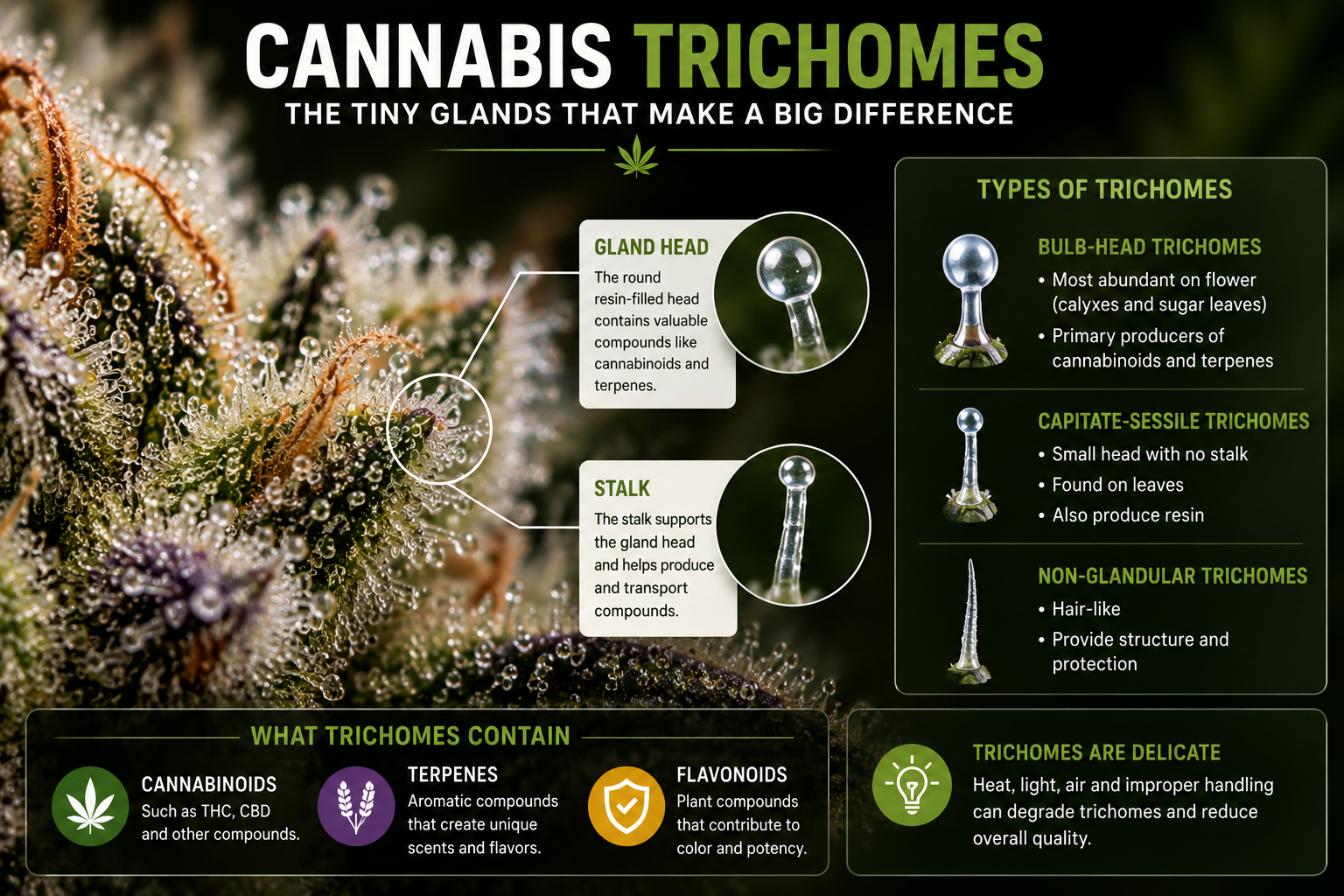 Cannabis trichomes and resin glands explained