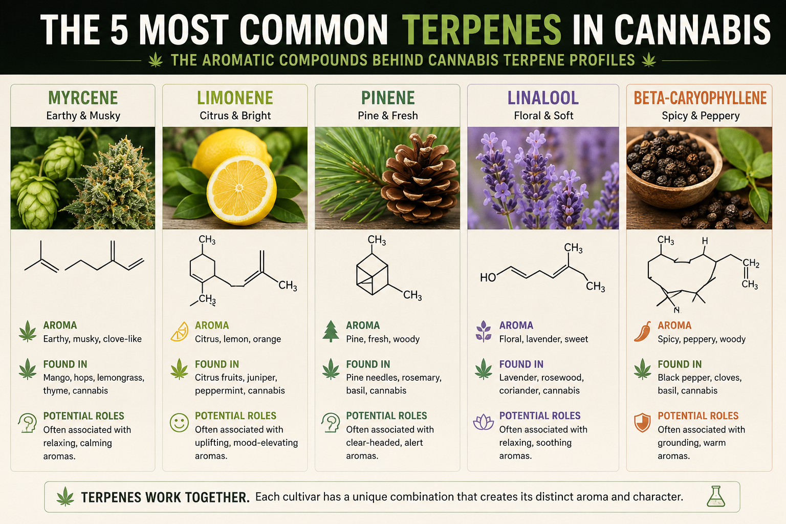 Common terpenes found in cannabis terpene profiles