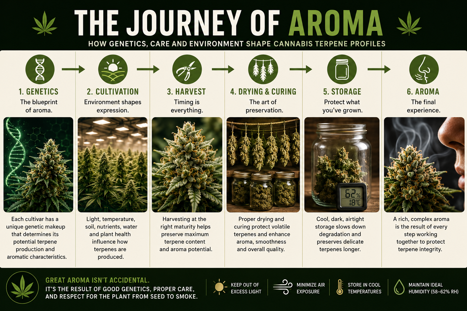 Factors influencing cannabis aroma and terpene preservation